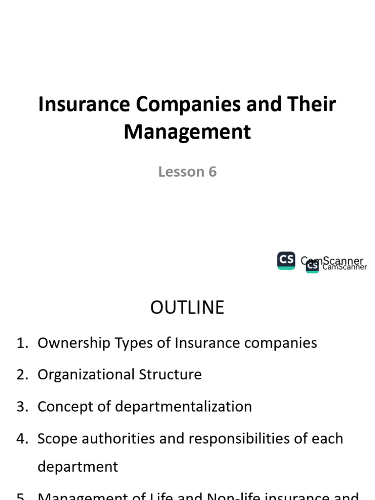 Lesson 6 Insurance Companies and Their Management | PDF | Insurance ...