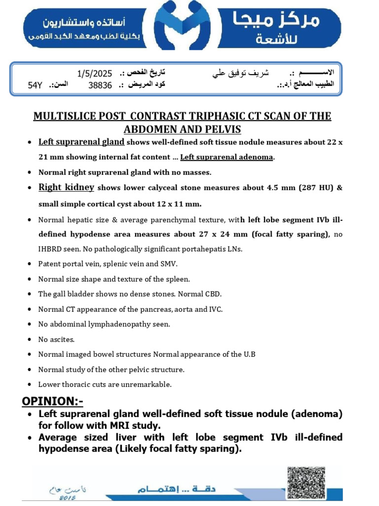 Abdomen and Pelvis CT Scan Report | PDF