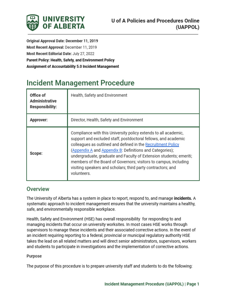 Incident Management Procedure | PDF | First Aid | Occupational Safety ...