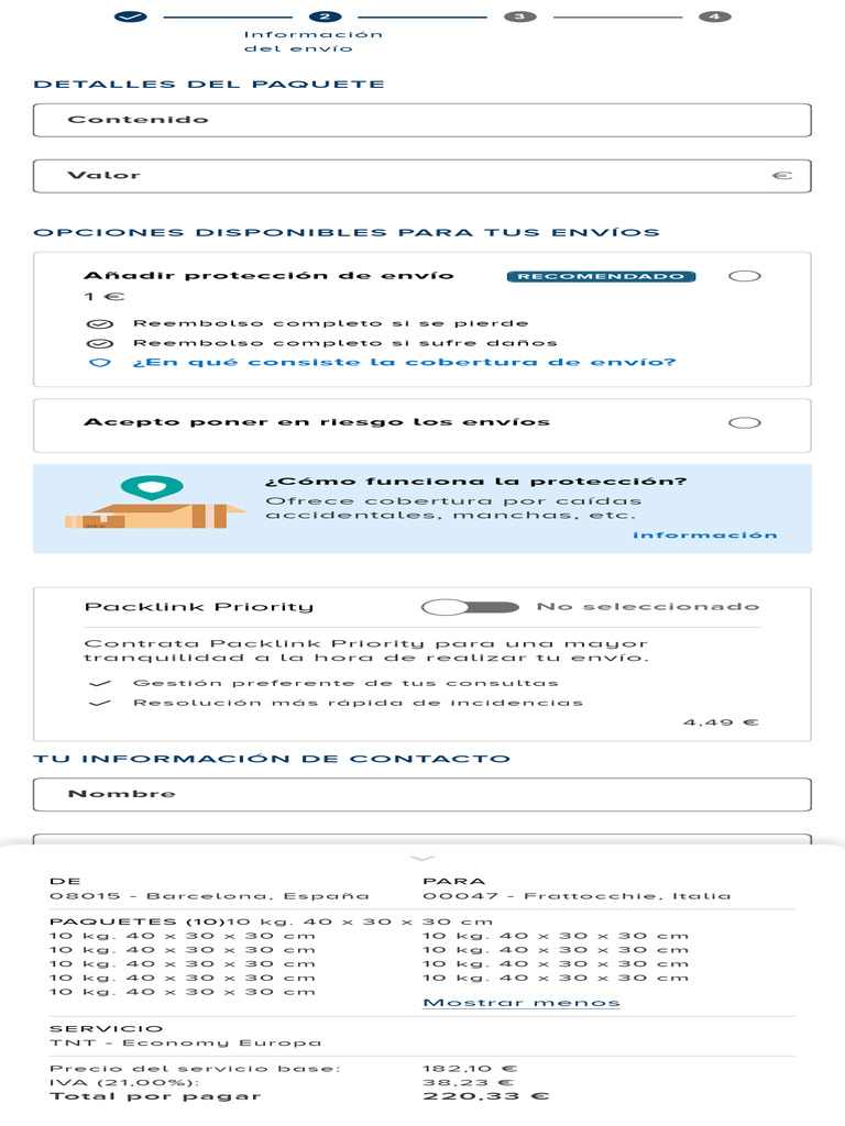 Opciones de Envío con Packlink Priority | PDF