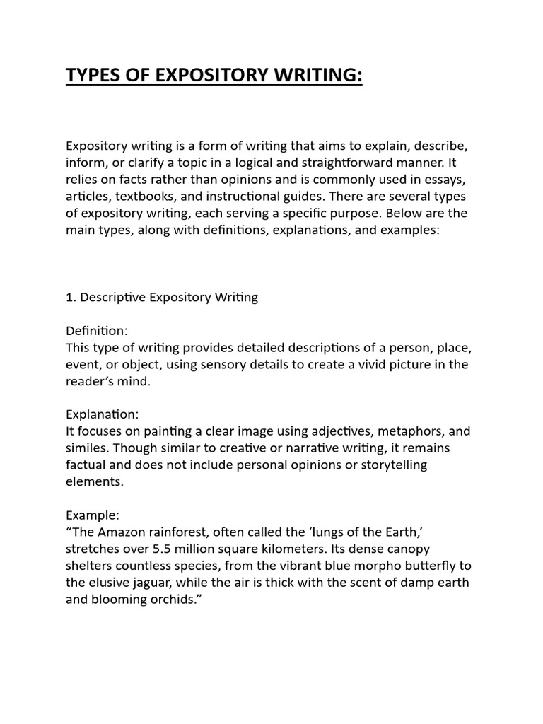 TYPES OF EXPOSITORY WRITING | PDF