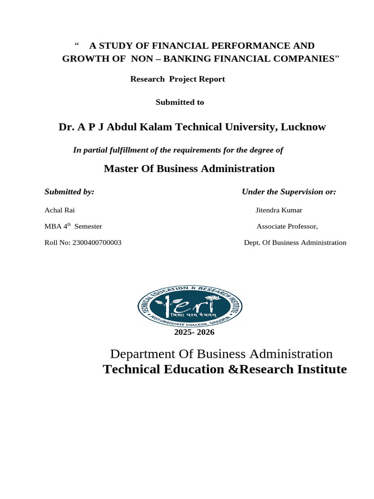 Financial Performance of NBFCs in India | PDF | Banks | Non Bank ...