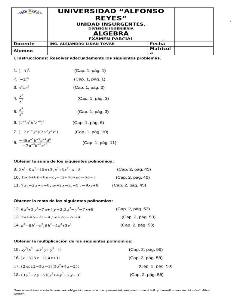 Parcial algebra 1 pdf