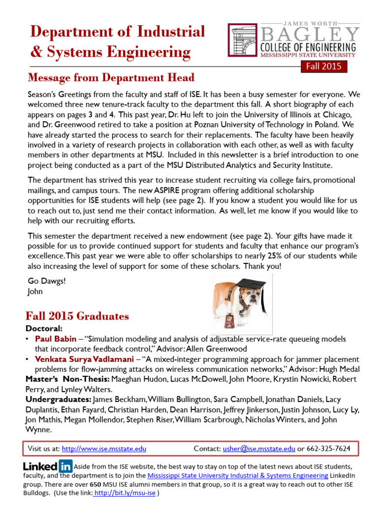 2015 ISE Fall Newsletter | PDF | Industrial Engineering | Engineering