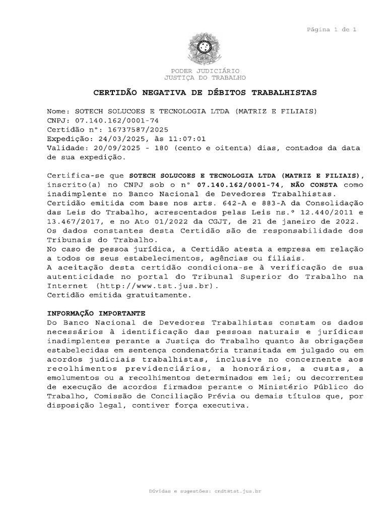 CND Trabalhista 20-09-2025 | PDF