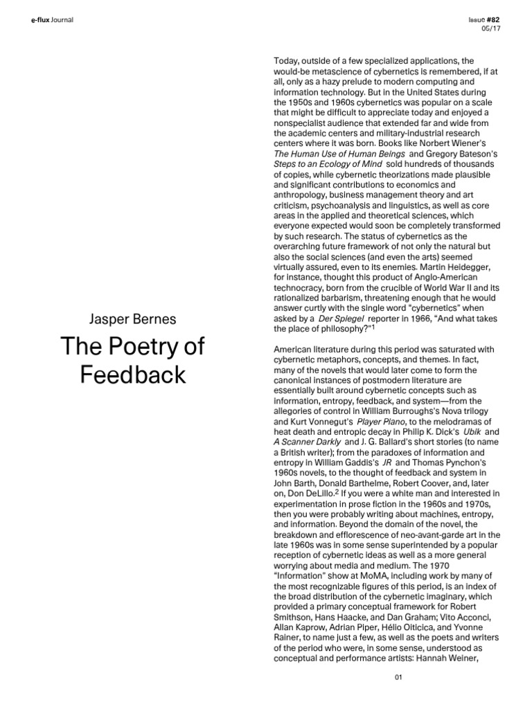 e Flux Journal The Poetry of Feedback | PDF | Cybernetics | Transistor