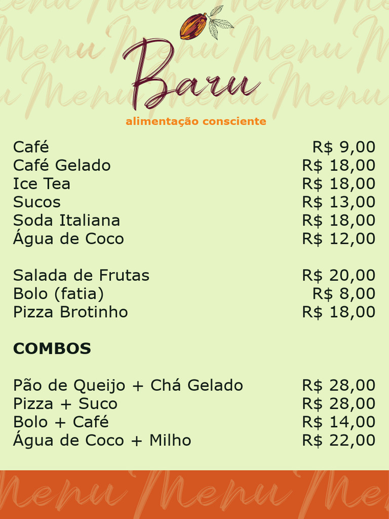 Cardápio Baru: Alimentação Consciente | PDF
