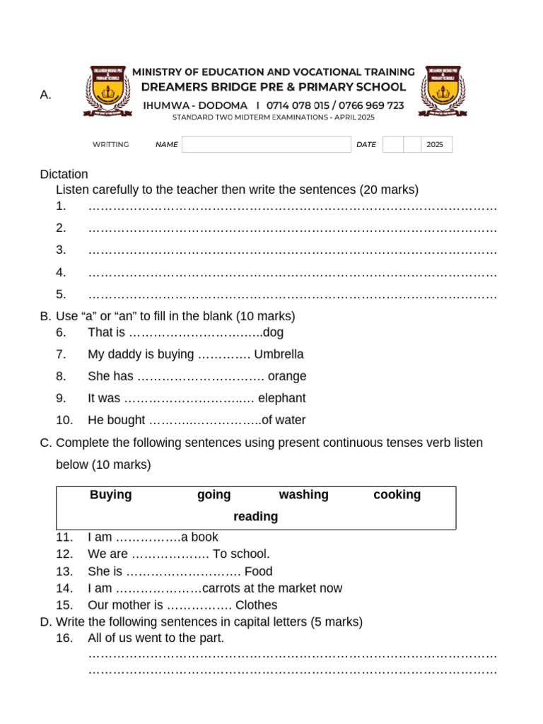 English Language Practice Worksheet | PDF