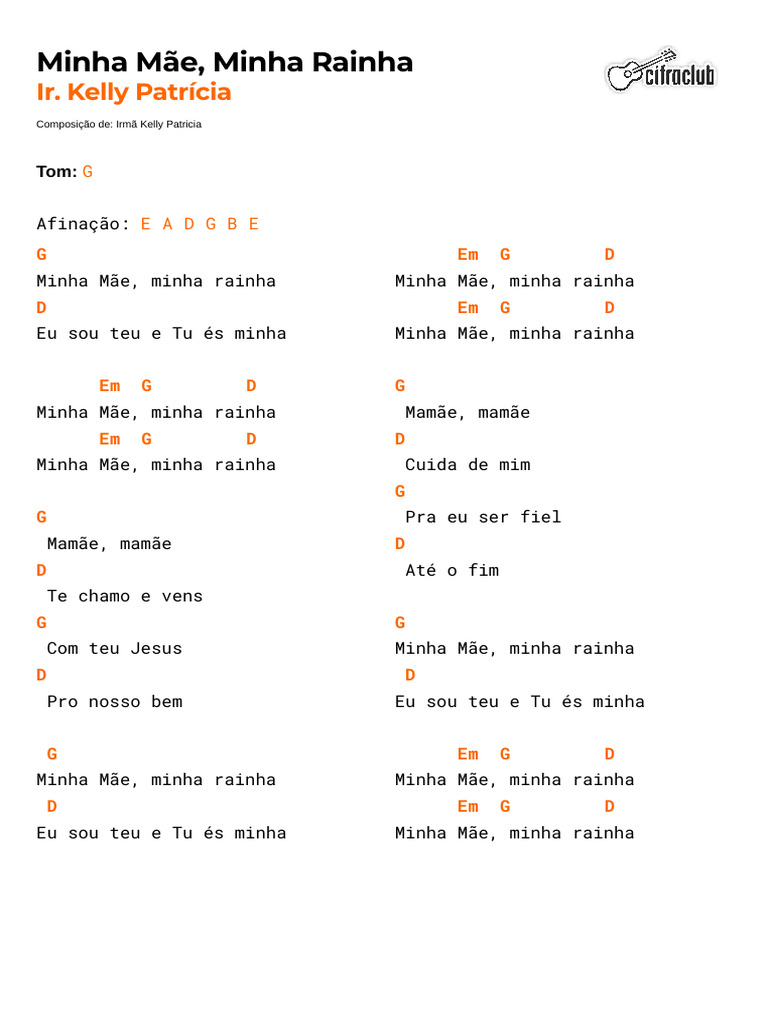 Minha Mãe, Minha Rainha - Letra e Cifras | PDF