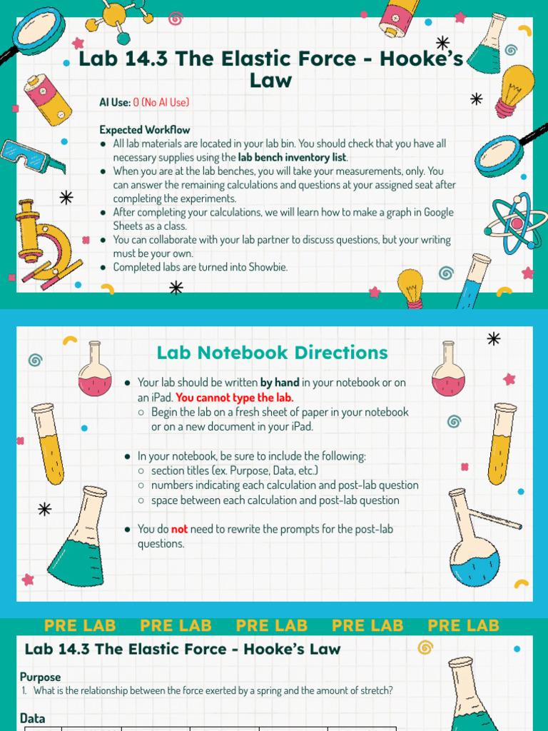 Lab 14.3: Hooke's Law Experiment | PDF | Force | Weight