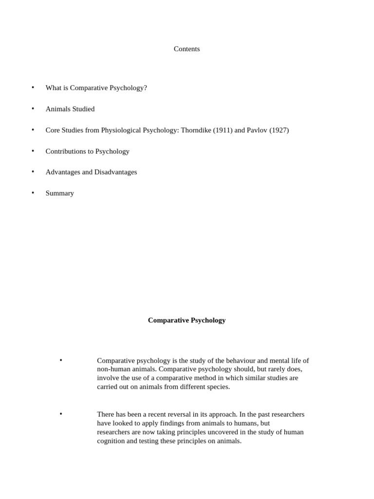 Comparative Psychology | PDF | Classical Conditioning | Psychology