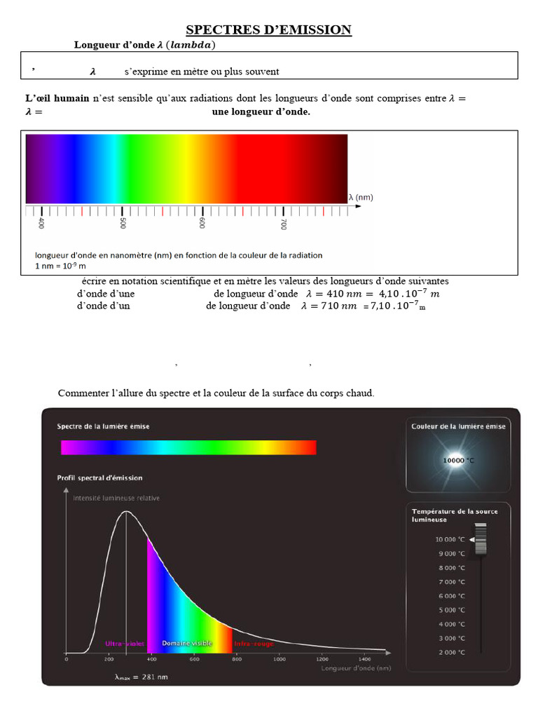 Spectres d'Émission : Continu et Discontinu | PDF | Spectre ...