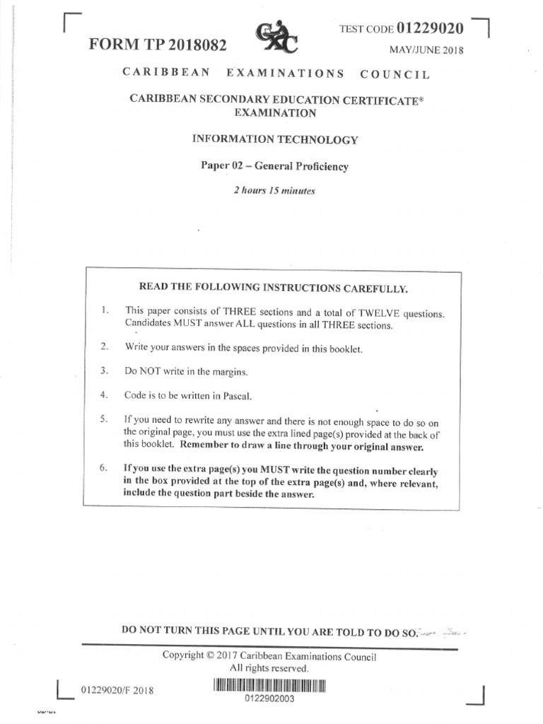 _CSEC IT MayJune P2 2018 Answer | PDF
