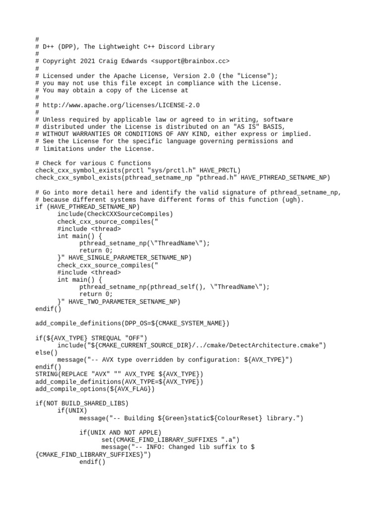 CMake Lists | PDF | License | Computing