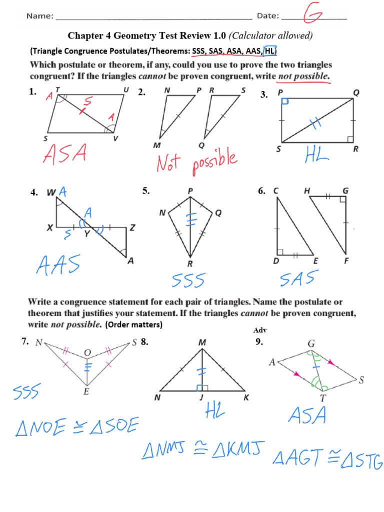 Chapter+4+Geometry+Test+Review+1.0+[Answer+Key] | PDF