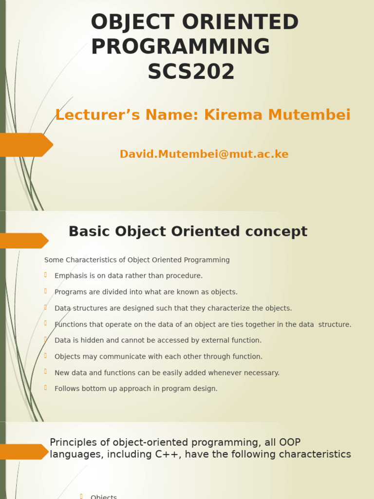 Introduction to Object-Oriented Programming | PDF | Object Oriented ...