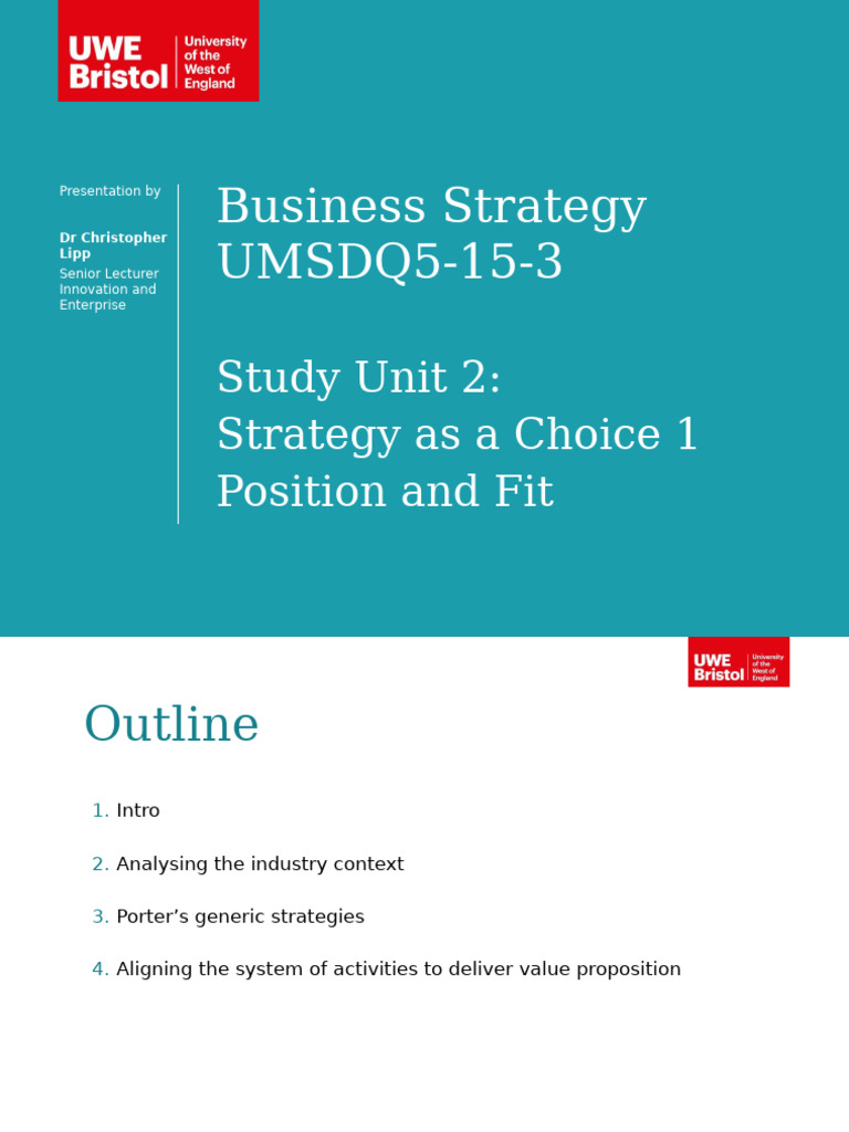 Study Unit 2 Strategy As Choice 1 Main Lecture 24 25 Pdf