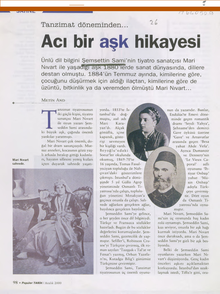 Acı Bir Aşk Hikayesi: T Anzim at Dönem Inden.. | PDF