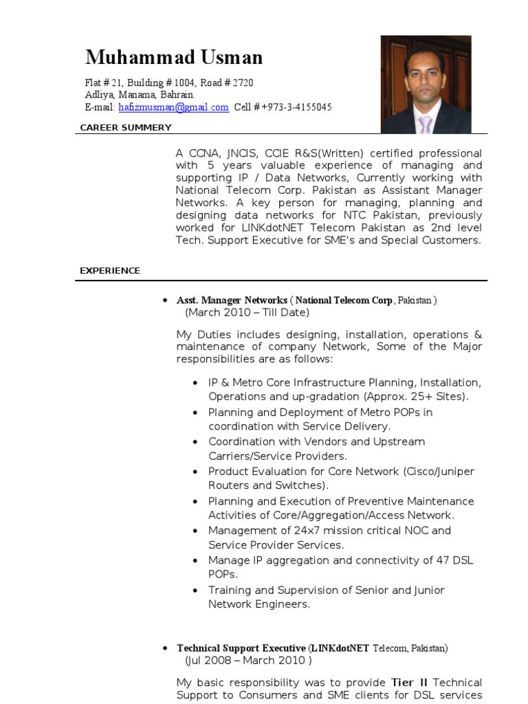 Muhammad Usman: Network Management Expert | PDF | Ip Address | Computer ...