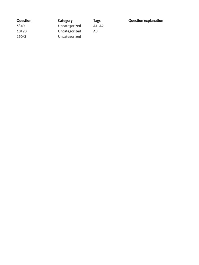 Example Questions Export Simple | PDF