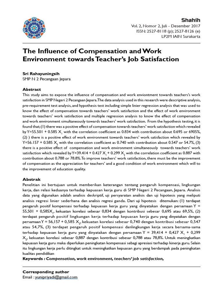 The Influence of Compensation and Work Environment | PDF | Coefficient ...
