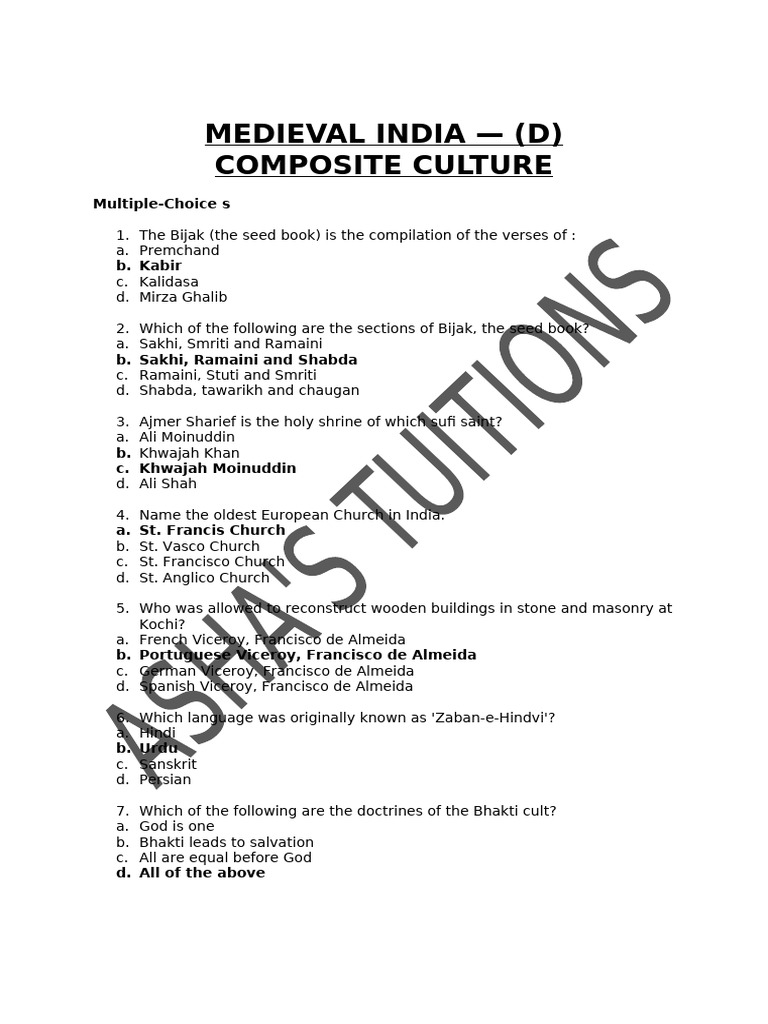 Composite Culture in Medieval India | PDF | Sufism | Bhakti