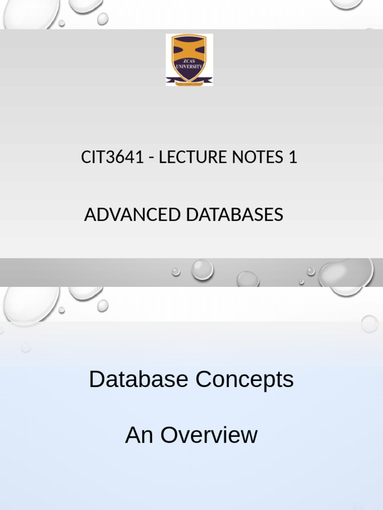 Lecture Notes 1 - AD - Database Concepts - An Overview | PDF ...