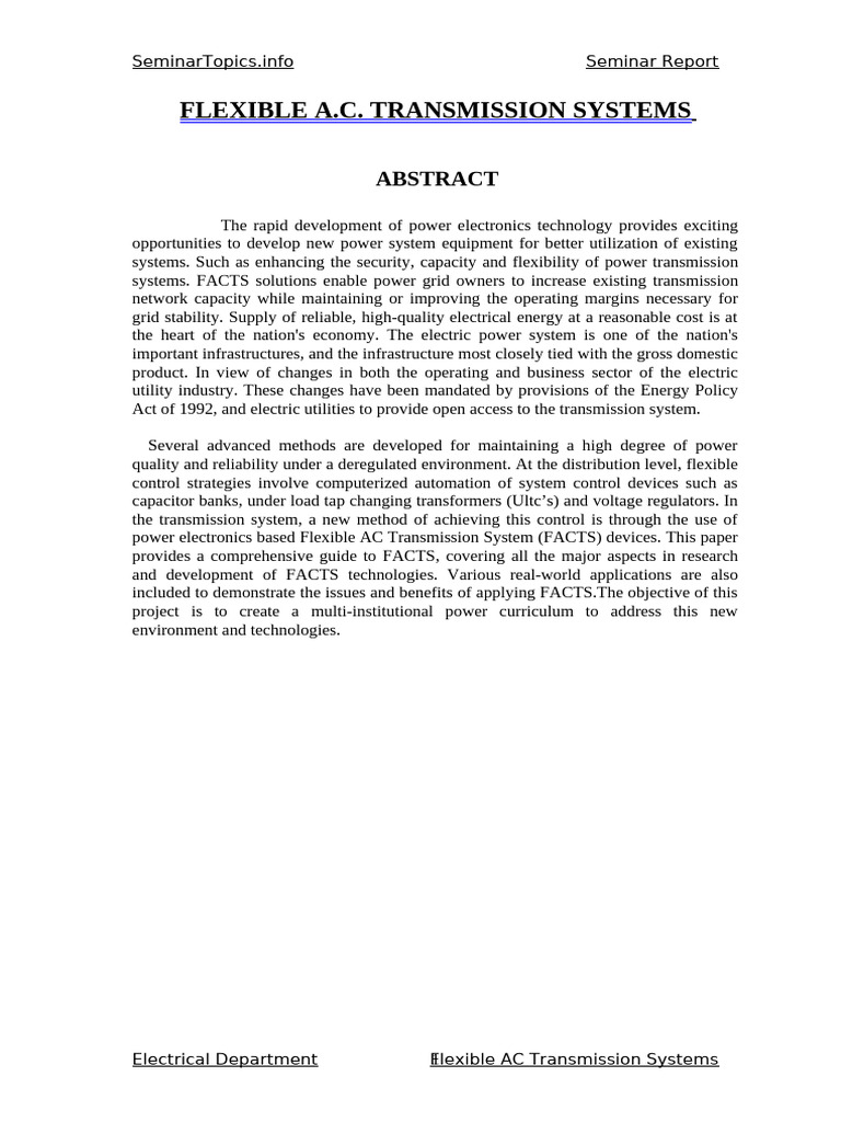 Overview of FACTS Technology in AC Systems | PDF | Electric Power ...