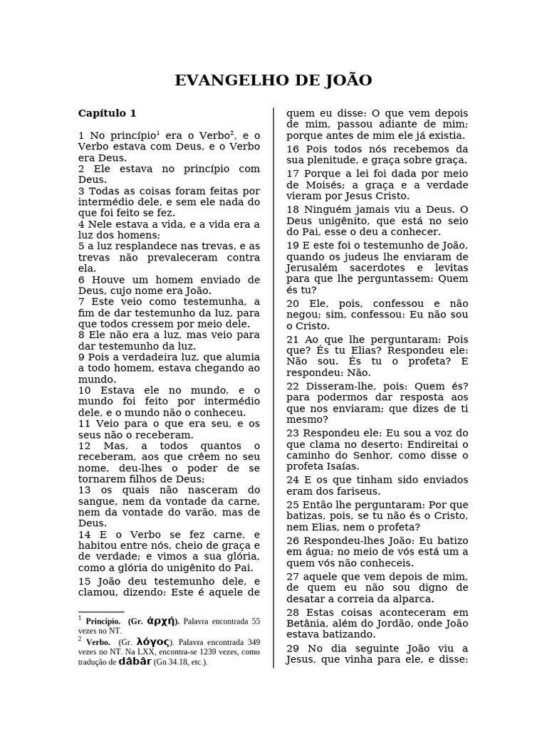 Evangelho de João: Capítulo 1 e 2 | PDF | Jesus | São Pedro