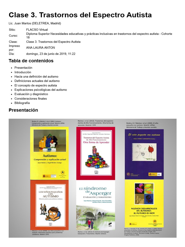 Introducción al Trastorno del Espectro Autista | PDF | Autismo ...