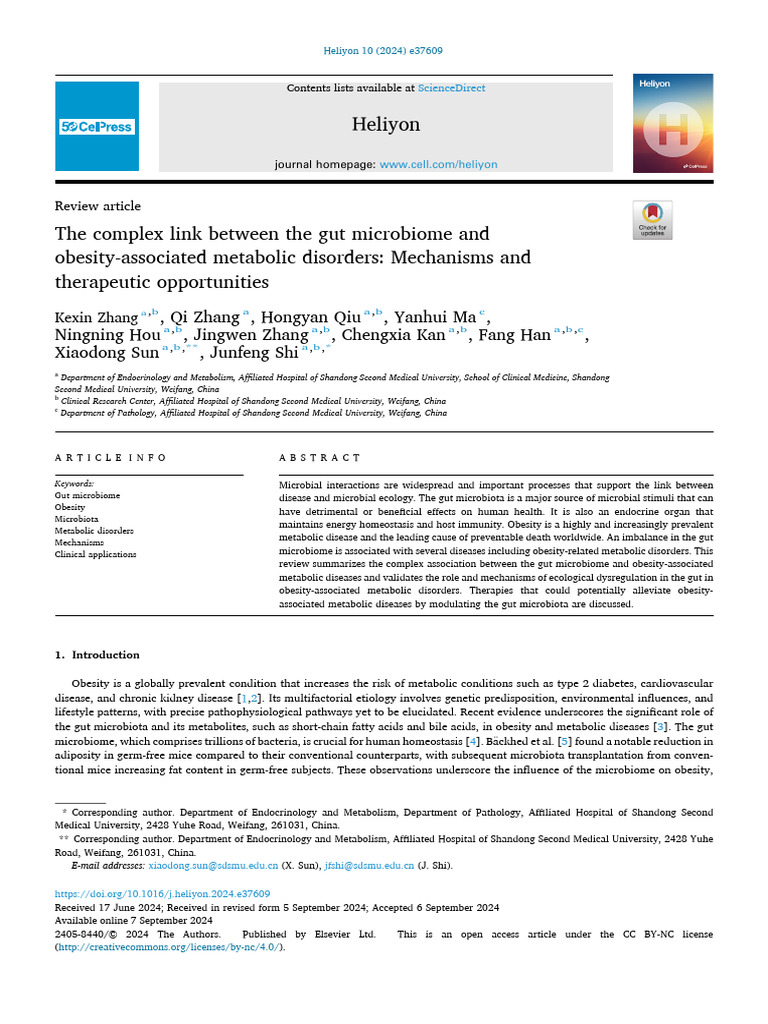 The Complex Link Between The Gut Microbiome and Ob | PDF ...