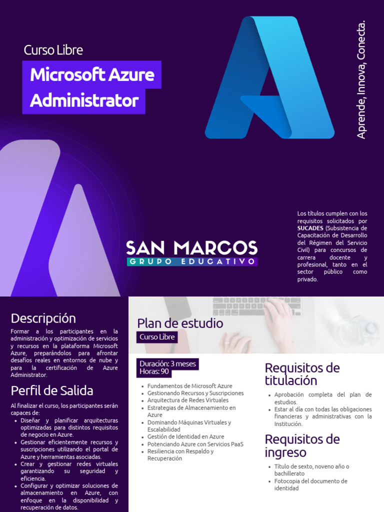Curso de Administrador Azure en San Marcos | PDF | Microsoft Azure ...
