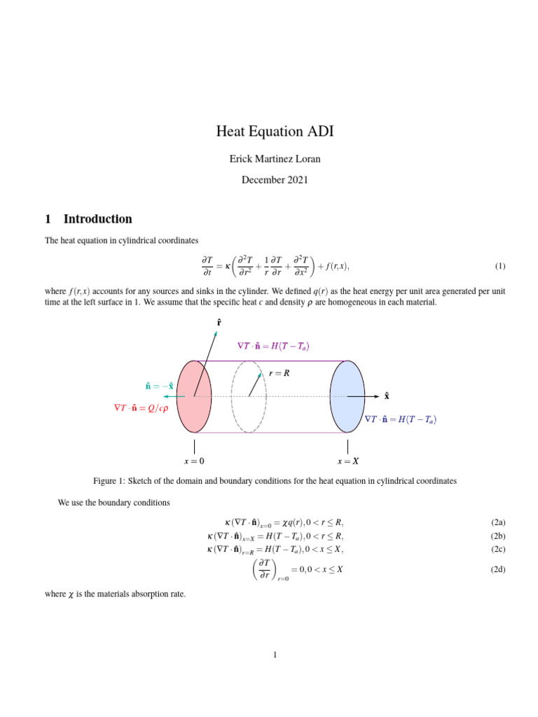 ADI Method for Heat Equation in Cylindrical Coordinates | PDF ...