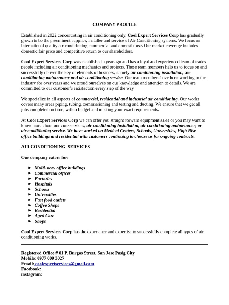 Cool Expert Services: Air Conditioning Solutions | PDF