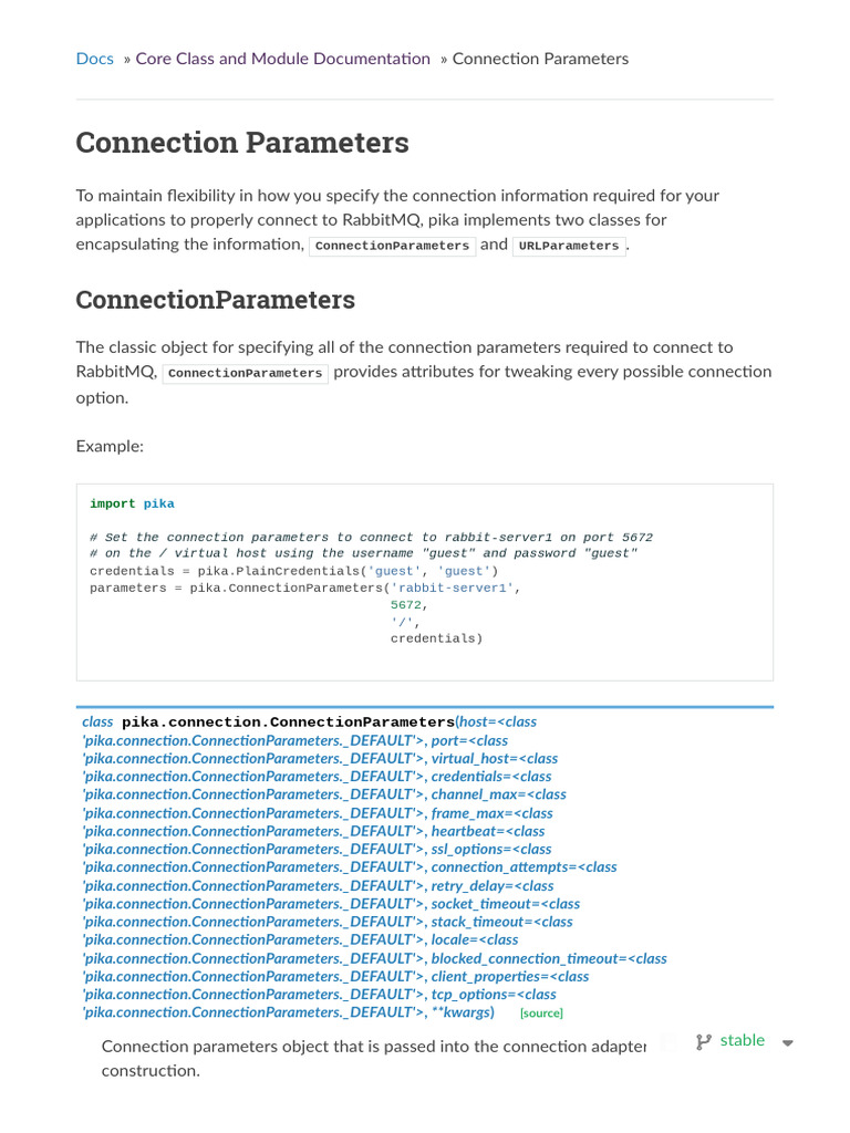 Pika Connection Parameters Overview | PDF | Port (Computer Networking ...