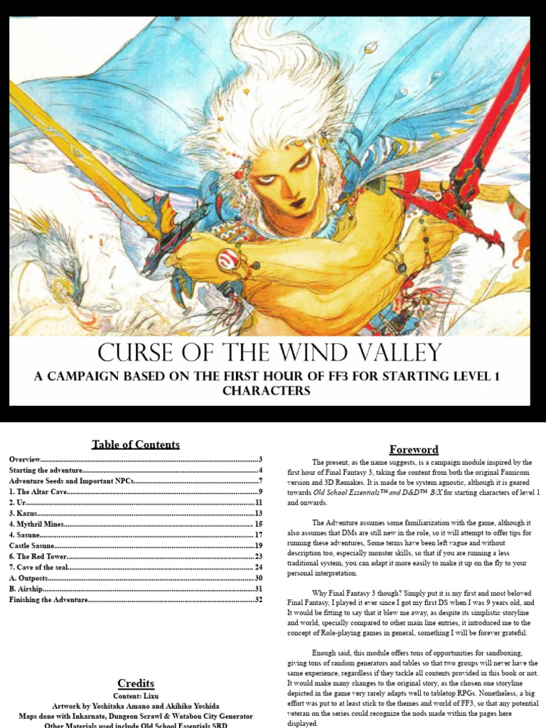 Final Fantasy 3 Inspired RPG Module | PDF
