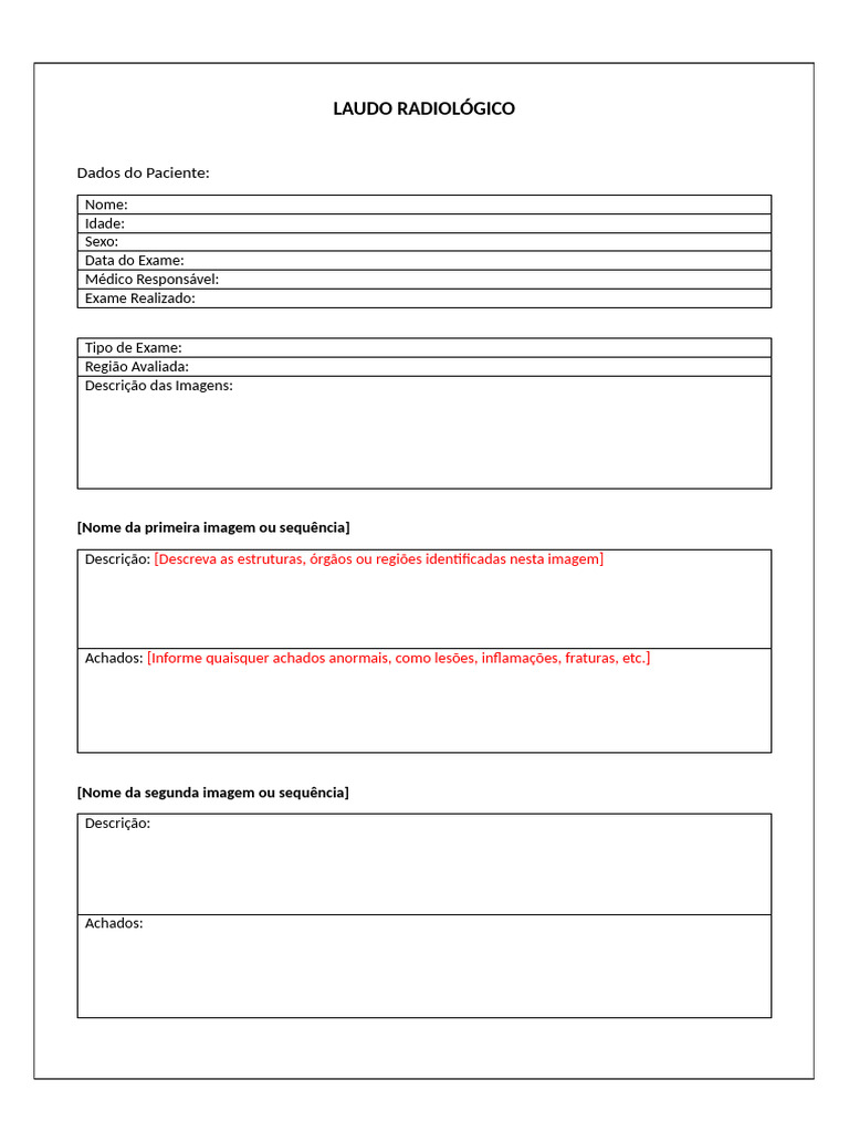 Laudo Radiológico Detalhado | PDF