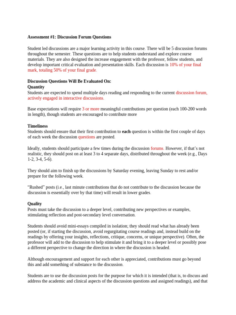 Discussion Forum Guidelines for Students | PDF | Citation | Cognition