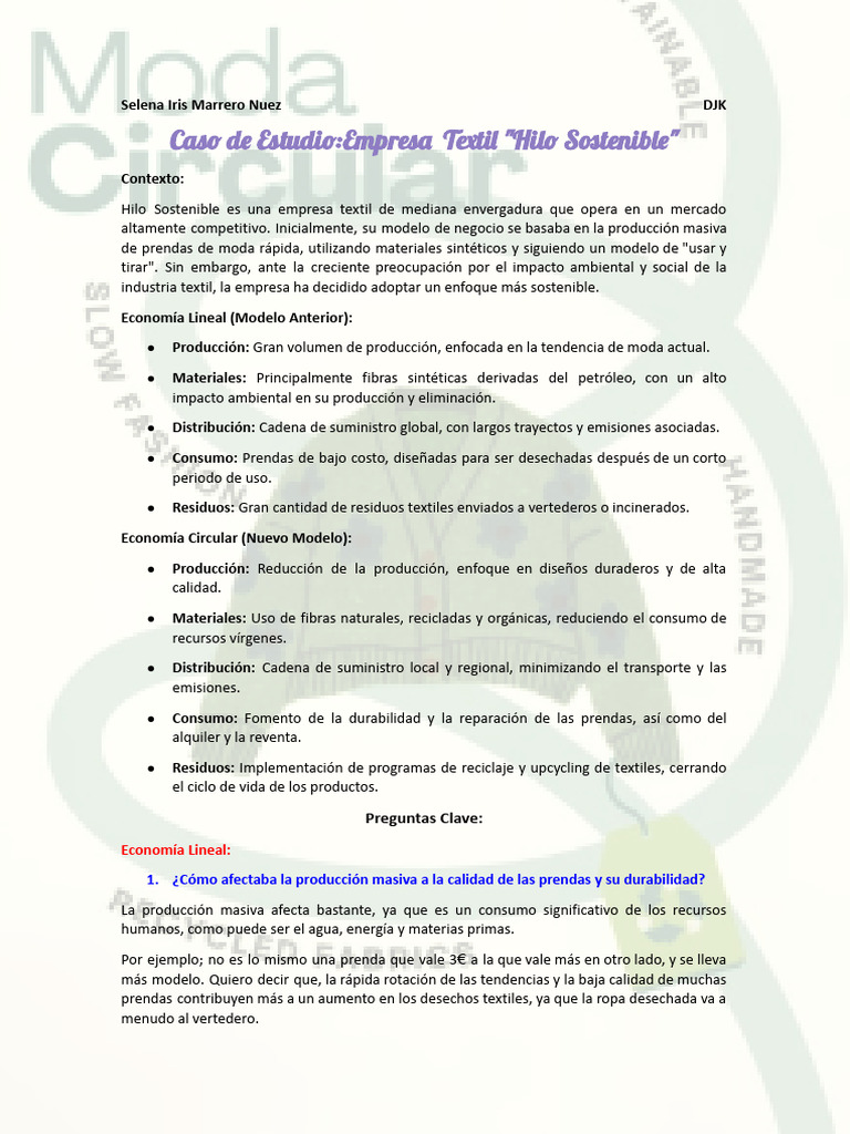 Hilo Sostenible: Transformación Textil Circular | PDF | Evaluación del ...
