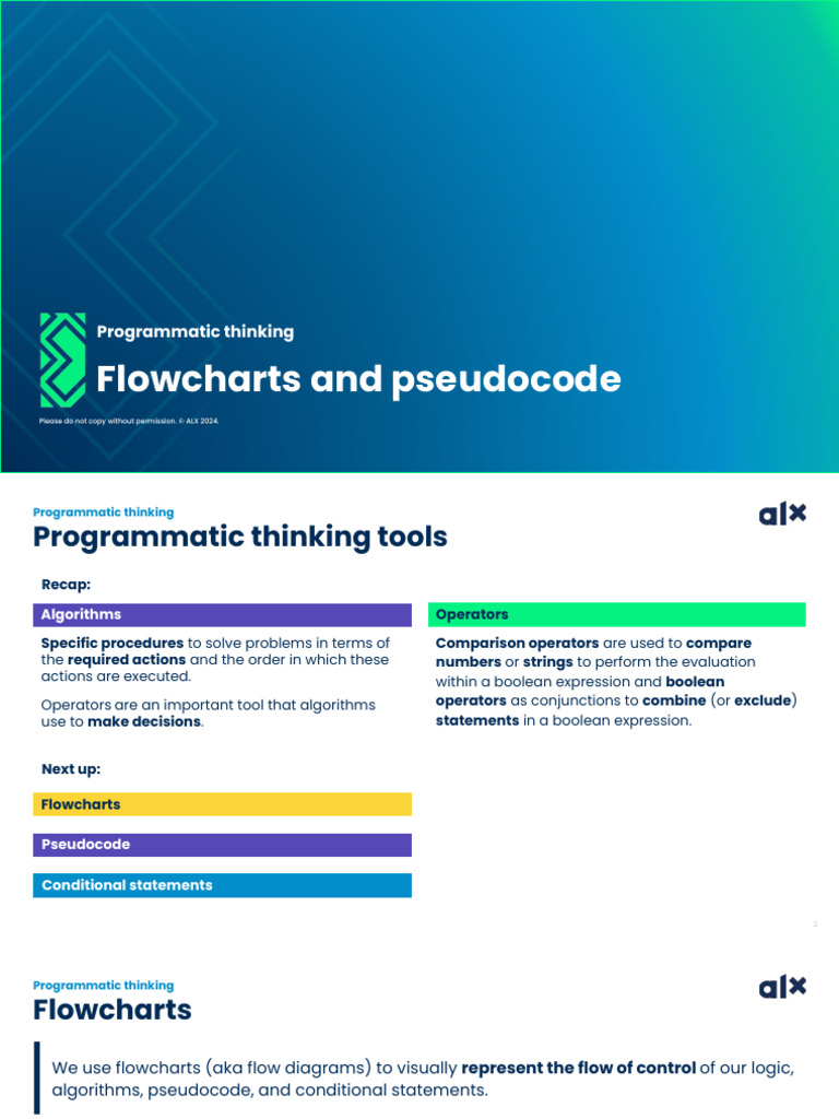 Flowcharts and Pseudocode (Slides) (Re-Brand) | PDF | Boolean Data Type ...