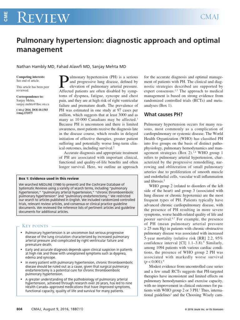 Approach To Pulmonary Hypertension | PDF | Hypertension | Heart Failure