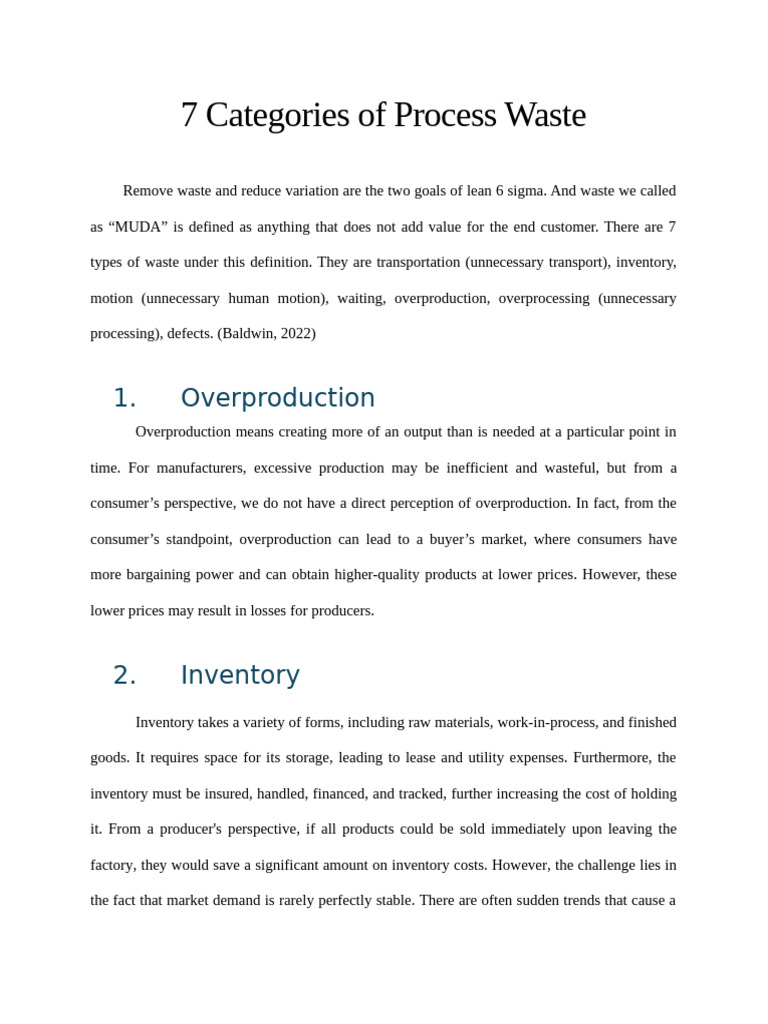 Understanding 7 Types of Process Waste | PDF | Inventory | Overproduction