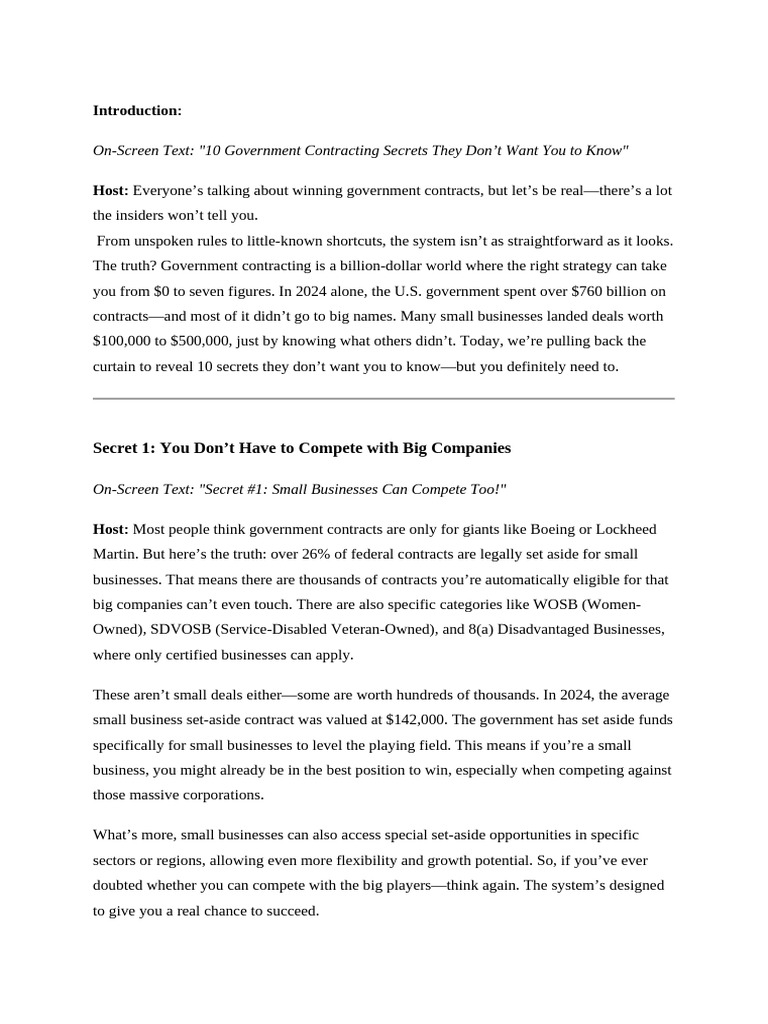 10 Government Contracting Secrets They Don't Want You To Know PDF
