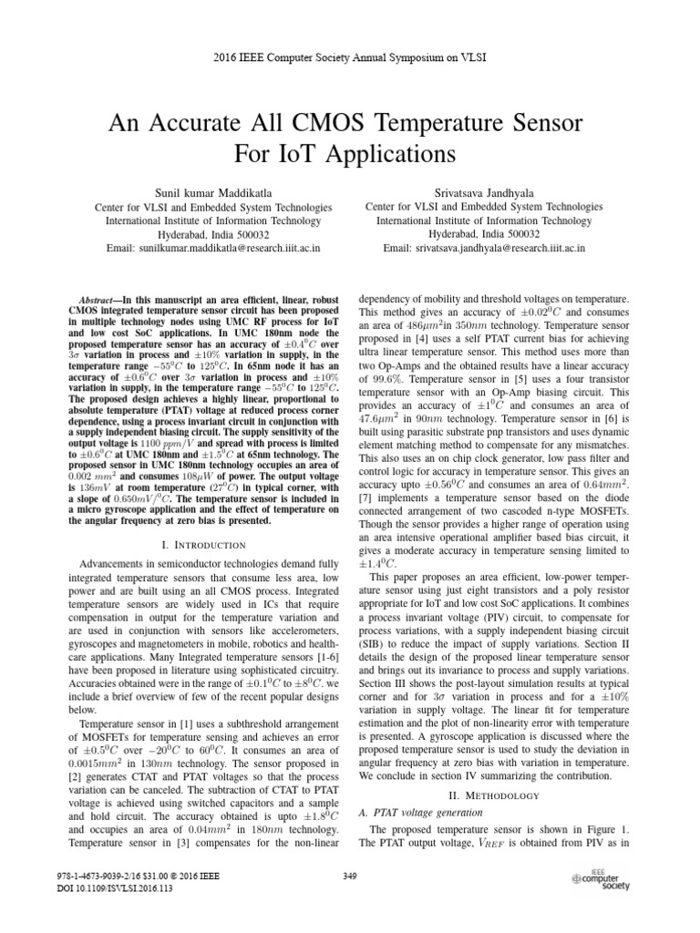 An Accurate All CMOS Temperature Sensor For IoT Applications | PDF ...