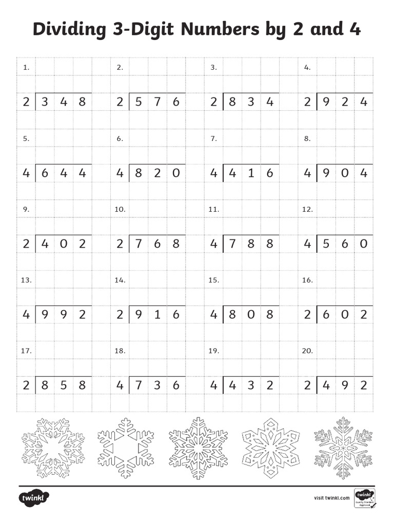 Cfe M 1727021955 Winter Themed Dividing 3 Digit Numbers by 2 and 4 On ...
