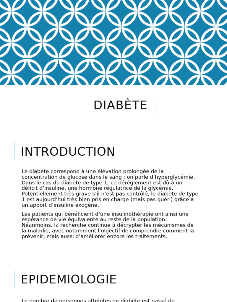 Comprendre le diabète de type 1 | PDF | Diabète | Insuline