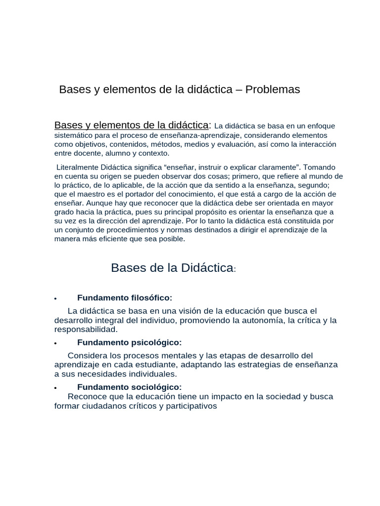 Elementos Clave de la Didáctica | PDF | Enseñando | Plan de estudios