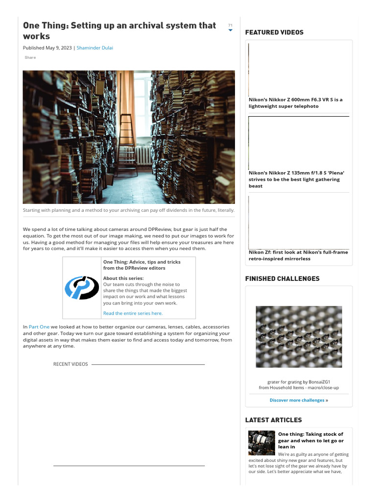 One Thing - Setting Up An Archival System That Works - Digital ...