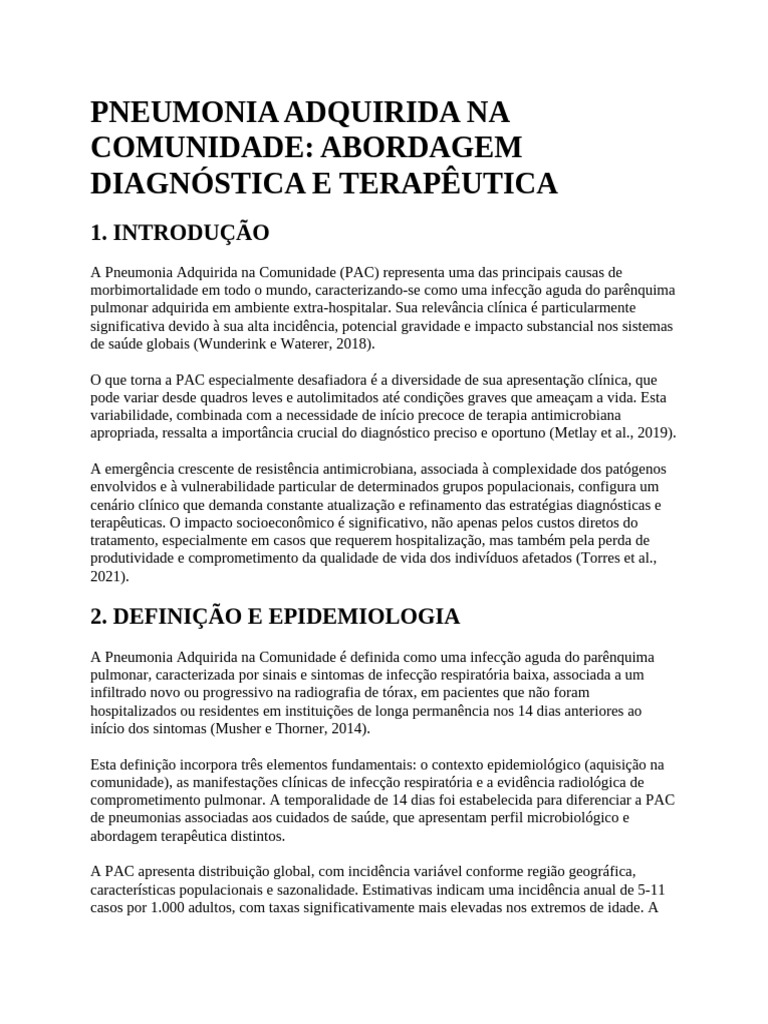 Abordagem da Pneumonia na Comunidade | PDF | Pneumonia | Doença de ...
