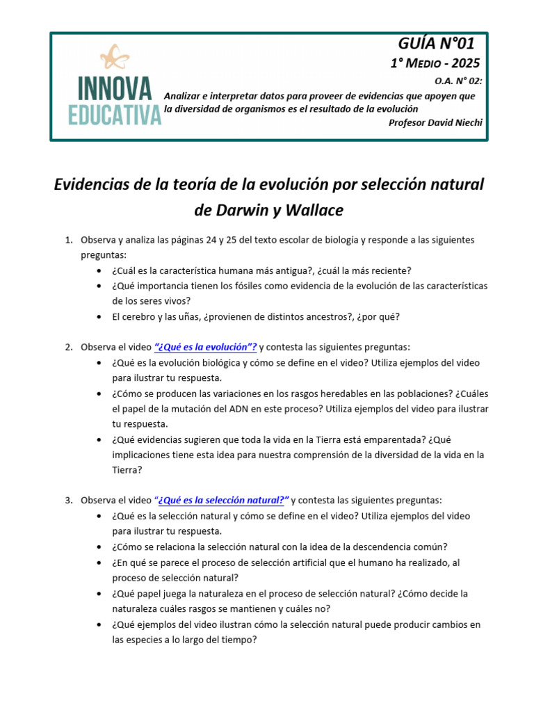 Evidencias de la Selección Natural | PDF | Evolución | Seleccion natural